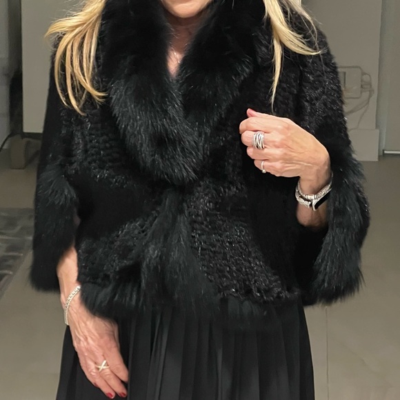 Rabbit Hair with Mink Trim Shrug - Picture 7 of 7